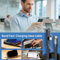 Cable USB C de 240W con Ángulo de 90 Grados y Soporte Plegable para Teléfono, Carga Rápida PD de 5A, Trenzado de Nailon para Juegos Móviles