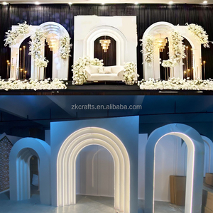 ZKAI White PVC 3D Layers Arch Gate Wedding Backdrop Stand, Ceremony Background Frame for Wedding Party <strong>Decoration</strong> - Product Image 2