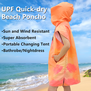 Nhà Máy Trực Tiếp Biểu Tượng Tùy Chỉnh Cát-Miễn Phí Upf Người Lớn Sợi Nhỏ Lướt Sóng Bãi Biển Poncho Bãi Biển Thay Đổi Áo Khăn - Product Image 1