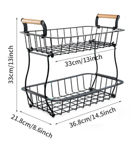 Hot Selling Detachable Metal <strong>Table</strong> 2-tier Countertop Fruit Vegetables <strong>Basket</strong> Hotel Fruit <strong>Baskets</strong> for Kitchen - Product Image 5