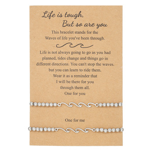 Stainless Steel Beaded <b>Bracelets</b> Wave Design Unisex Fashion Jewelry Set For <b>Couple</b> Inspirational Gift Yiwu Origin - Product Image 5
