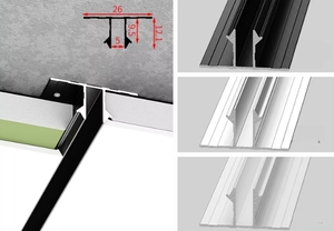 Prix de gros T15 profilé de <span class=keywords><strong>plafond</strong></span> <span class=keywords><strong>suspendu</strong></span> en aluminium bande de fermeture en forme de T bande de garniture de cloison sèche de <span class=keywords><strong>plafond</strong></span> <span class=keywords><strong>pour</strong></span> la décoration intérieure - Product Image 2