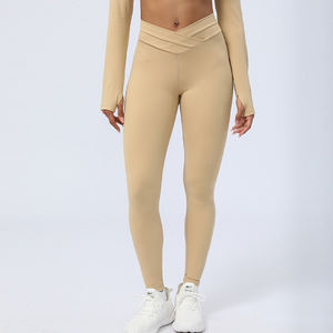 YIYI pas de chameau orteil contrôle du ventre sport Fitness collants haute élastique beurre tissu <span class=keywords><strong>pantalon</strong></span> taille croisée entraînement Yoga femmes Leggings - Product Image 4