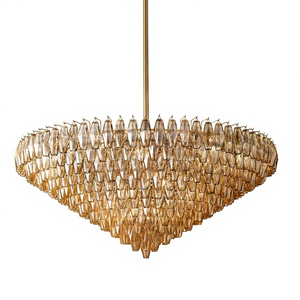 Lampadario Moderno di Lusso in Vetro Fumé <span class=keywords><strong>da</strong></span> 47 Pollici <span class=keywords><strong>per</strong></span> Sala <span class=keywords><strong>da</strong></span> <span class=keywords><strong>Pranzo</strong></span>, Lampade a Sospensione Rotonde a Più Livelli - Product Image 1