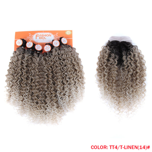Noble Romance-mechones de pelo ondulado para mujer, fibra resistente al calor, 16-20 pulgadas, rizado sintético, <span class=keywords><strong>Afro</strong></span>, extensión de cabello rizado - Product Image 3