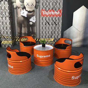 Sofá de Barril de Petróleo Estilo Industrial Popular en Internet, Mesa y Silla de Hierro Forjado para <span class=keywords><strong>Bar</strong></span>, Cafeterí<span class=keywords><strong>a</strong></span>, Tienda de Té con Leche, Oficina, Área de Descanso - Product Image 2