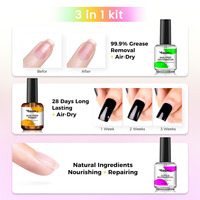 Système de préparation des ongles professionnel 3-en-1 2025 – Primer sans acide, huile pour cuticules, déshydratant, gel LED UV pour une tenue 3 fois plus longue – Pour salon et créateur