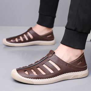 Sandalias de Cuero Cerradas para Hombre, Verano, Transpirables, Casuales, con Suela de Goma - Product Image 2