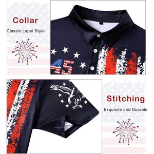 Camiseta Polo Personalizada con Bandera Americana para Hombre, Manga Corta, Secado Rápido, Camiseta Patriótica de Golf para el 4 de Julio, Día de la Independencia - Product Image 6