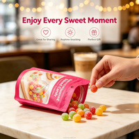 Sachet d'emballage alimentaire personnalisé imprimé avec fermeture éclair, fenêtre transparente et trou de suspension pour bonbons