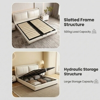 Letto Moderno di Lusso Bianco Crema, Struttura Minimalista Italiana con Testiera Trapuntata Quadrata, Imbottito, Misura King o Queen, Letto a Piattaforma