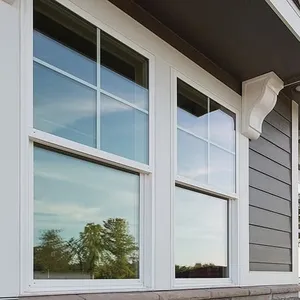 Американская экструзия, вертикальное виниловое ПВХ одиночное двойное раздвижное окно из закаленного стекла