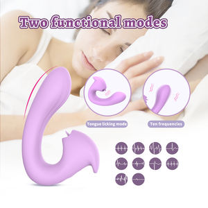 Love 2 In 1 Tong Likken Dildo Vibrator Draagbare Clit Licker Vagina <span class=keywords><strong>G</strong></span> <span class=keywords><strong>Spot</strong></span> Stimulator Orgasme Seksspeeltje Vrouwelijke Masturbator - Product Image 3