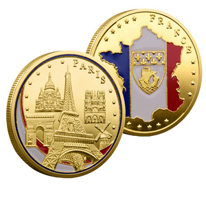Set di Monete Commemorative 3D in Lega di Zinco con Monumenti Francesi, Torre <span class=keywords><strong>Eiffel</strong></span> e Arco di Trionfo, Monete da Collezione Dipinte e Placcate - Product Image 6