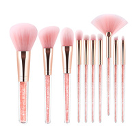 Vente en gros, ensemble de pinceaux de maquillage à paillettes en diamant, marque privée, paillettes végétaliennes, marque privée, rose, pinceaux cosmétiques de luxe, 7 pièces