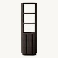 Meuble de salle de bain haut en chêne Sovereign, meuble à linge à lattes cannelées pour salle de bain de luxe, étagère de rangement étroite, meuble d'appoint pour lavabo
