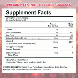 Gomitas para el Equilibrio Femenino, Probióticos para Mujeres, Apoyo a la <span class=keywords><strong>Flora</strong></span> Vaginal, Bacillus Coagulans, Suplemento Dietético para la Salud, Precio de Fábrica, Paquete de 60 Unidades - Product Image 3