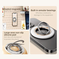 Support de téléphone magnétique rotatif à 360 degrés, ultra-fin en alliage d'aluminium, avec anneau de maintien pour doigt, pour bureau et supports magnétiques