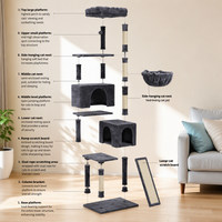 Arbre à chat en daim avec lit intégré - Conception moderne et stable de luxe pour plusieurs chats