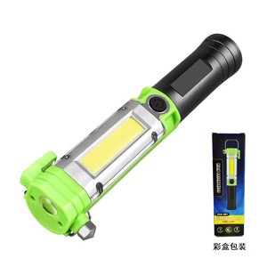 Nueva Linterna LED con Martillo de Seguridad para Auto, Doble Uso, Luz de Trabajo COB de Alta Intensidad, Lámpara Magnética, Verde, 1000mAh Recargable - Product Image 1