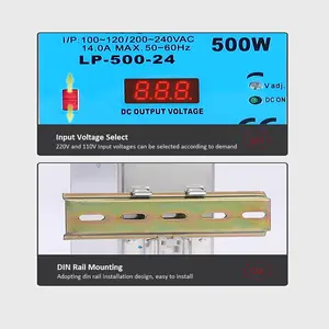 MiWi LP-500-12 DC เอาต์พุตจอภาพดิจิตอล 500 W DIN Rail AC TO DC 12V แหล่งจ่ายไฟสําหรับไฟ LED Strip AC 220 V