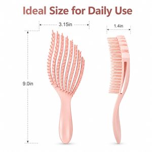 Custom Styling Anti-Static Curvy Vent Detangling Hair Brush Handle Compact Design for Wet Dry Curly Hair - Product Image 2