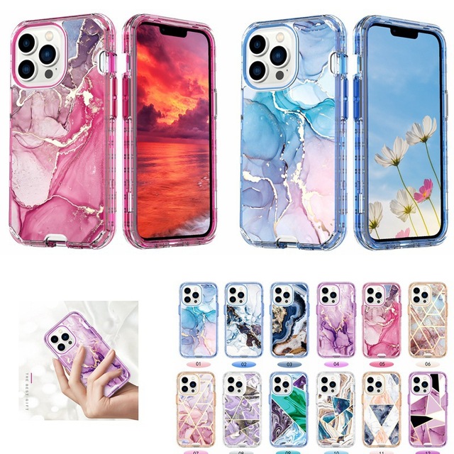 Slim and Sturdy Series TPU Electroplated Marble Pattern Shockproof Protective Cover for iPhone 15 Pro 14 13 12 17 Air Phone case