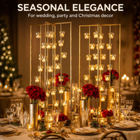 Candélabre moderne en métal doré de 90 cm, support de fleurs, centre de table pour mariage, décoration de fête avec coupes en verre