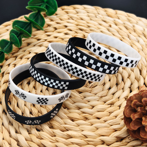 <span class=keywords><strong>Bracelet</strong></span> en <span class=keywords><strong>silicone</strong></span> imprimé élastique à carreaux noirs et blancs pour événement sportif – <span class=keywords><strong>Bracelet</strong></span> en caoutchouc pas cher - Product Image 5