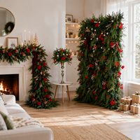 Arche florale de Noël artificielle 5D, toile de fond murale florale, mur de fleurs en soie de qualité pour Noël