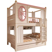 Lit superposé en bois moderne et fonctionnel pour enfants, convertible en lit garde-corps, taille complète, coin loft, escalier, appartement, hôtel