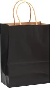 Strong Durable Kraft <b>White</b> <b>Paper</b> Take Out <b>Bags</b> Packaging with Flat Handle - Product Image 4
