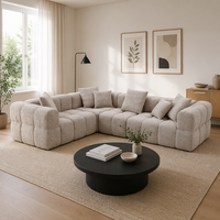 Canapé d'angle modulable en tissu style capitonné moderne, sans structure, compressé sous vide, pour salon