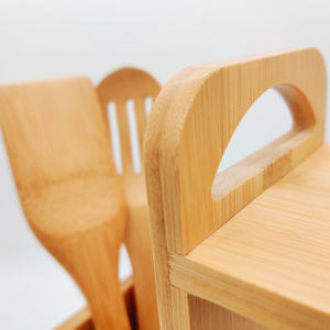 منتجات جديدة لعام 2026: أدوات طهي من الخيزران 3 قطع - مجموعة أدوات طهي عضوية من الخيزران مع رف للتوابل - Product Image 3