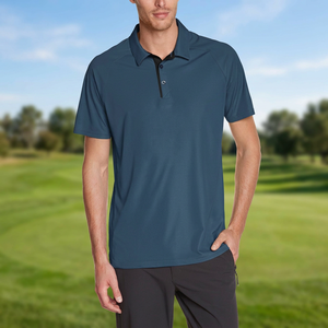 Polo de Manga Corta para Hombre, Color Sólido, Secado Rápido, Deportivo, Tejido de Poliéster, Corte Regular, Azul, Estampado en Serigrafía, Antiarrugas - Product Image 3
