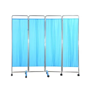 WS-04 Cheap Stainless Steel Hospital Medical Ward Folding Screen 4 Sections 4 Fold Curtains