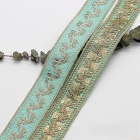 Ruban en dentelle cordonnée à paillettes dorées de 4 cm de largeur, dentelle brodée à la main, bordure de dentelle pour rideaux, code-barres pour la décoration des vêtements