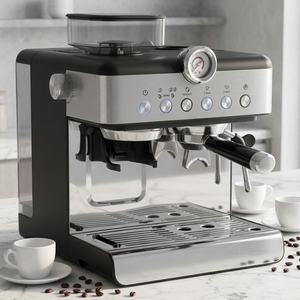 Machine à expresso professionnelle à commande mécanique par bouton, 20 bars, avec moulin intégré, pour la vente en gros transfrontalière - Product Image 1