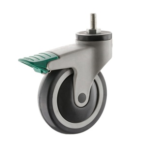 5 Zoll Gesamt bremse Krankenhaus bett rolle mit <span class=keywords><strong>TPR</strong></span> Rad medizinische Ausrüstung Werkzeug wagen Nachlauf 125mma Krankenhaus wagen Rollen rad - Product Image 3