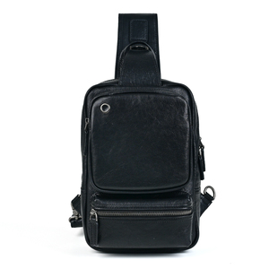 Großhandel Maßanfertigung Grenzüberschreitend Beliebte Herren Vintage Echtleder Wasserdichte Reißverschluss-Brusttasche - Product Image 6