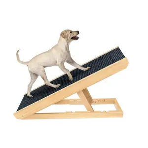 木製の調節可能なペットランプ折りたたみ式ポータブル犬