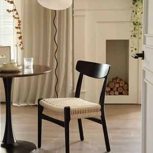 Chaise de cuisine de style scandinave avec <span class=keywords><strong>pieds</strong></span> en bois naturel et assise tressée à la main - Product Image 5