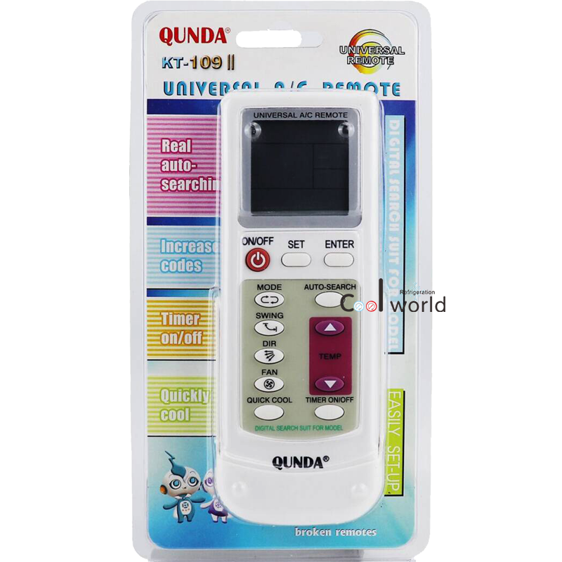 <strong>QUNDA</strong> KT-109II Universal A/C <strong>Remote</strong> Control