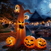 Décoration d'extérieur gonflable d'Halloween de 2,4 m : Arbre mort, fantôme et citrouille avec lumière LED pour fête et cour