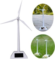 Mini moulin à vent rotatif blanc à énergie solaire, modèle de générateur éolien pour la décoration de bureau, la maison, l'ornement de jardin