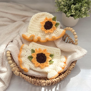 Conjunto de Gorro y Babero de Ganchillo para Bebé, con Volantes de Girasol, Hecho a Mano, de Acrílico, para Fotos al Aire Libre - Product Image 3