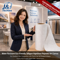 Lienzo de Poliéster de Alto Brillo de 180 g/m², Resistente al Agua y Ecológico, para Uso en Exteriores, Compatible con Impresoras Epson y HP Plotter