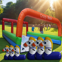 Piste de course gonflable pour saut d'obstacles à 4 voies pour poney - Matériel en PVC imperméable et ignifuge pour adultes et enfants