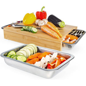 Planche à découper en bambou avec plateau à miettes Grande planche en bambou - Product Image 1