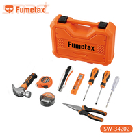 FUMETAX Ensemble d'outils électriques 9 pièces : Couteau à ruban, Testeur, Pince, Marteau, Tournevis, Mètre à ruban